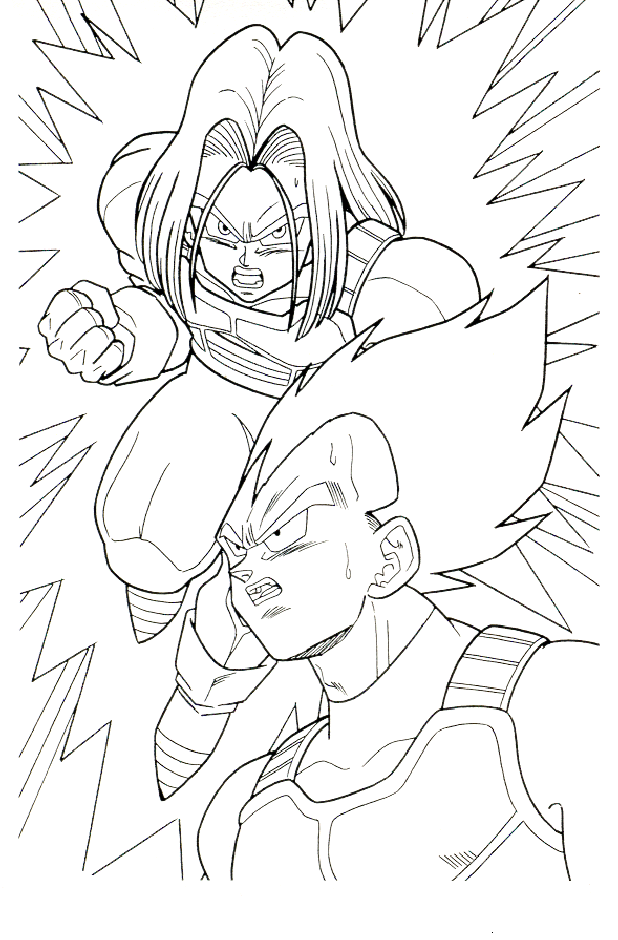 Plansa de colorat cu Dragon Ball Z 17 9